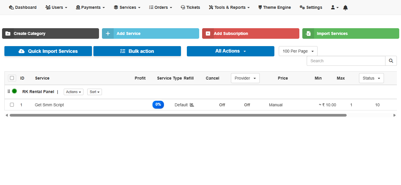 Rental Panel Smm Script
